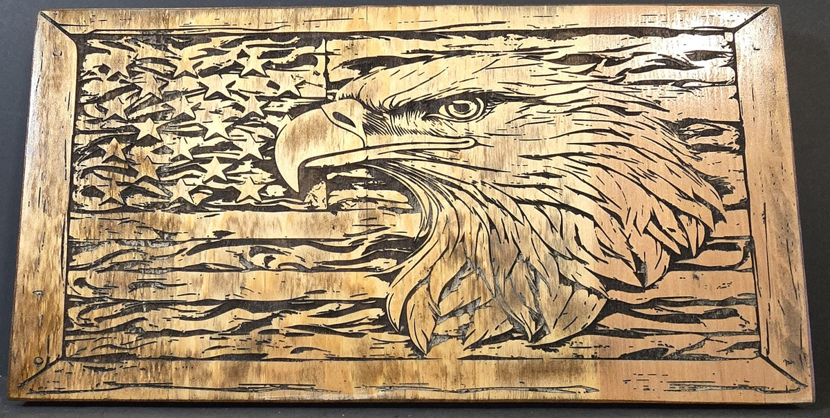 American Flag Bald Eagle Wood Wall Sign Decor