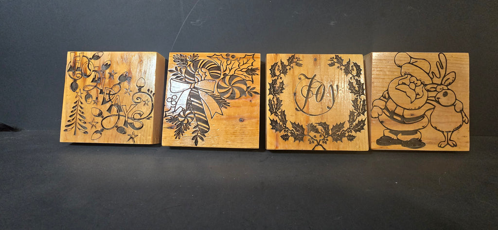 Christmas Reclaimed Wood Coaster Decor