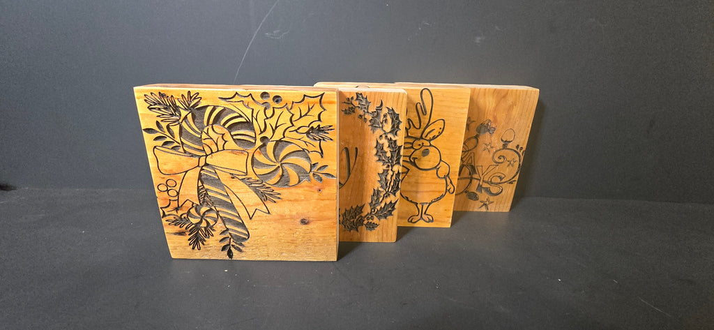 Christmas Reclaimed Wood Coaster Decor