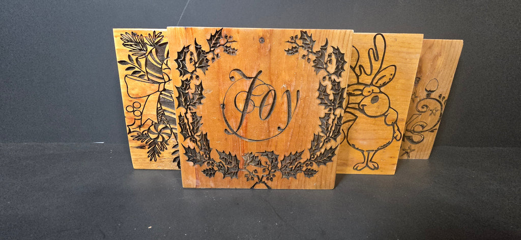 Christmas Reclaimed Wood Coaster Decor