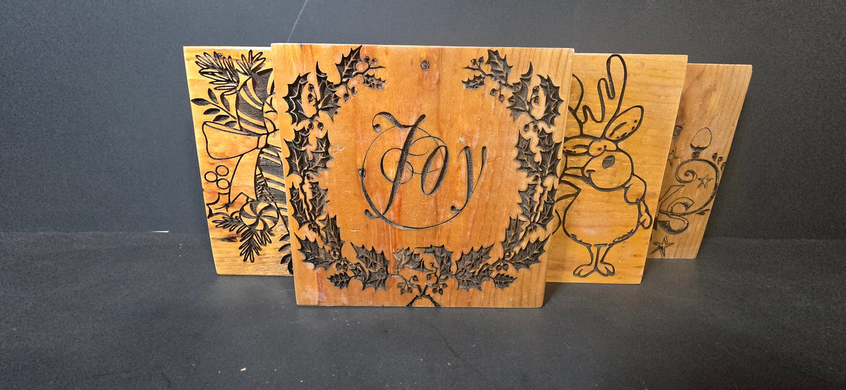 Christmas Reclaimed Wood Coaster Decor