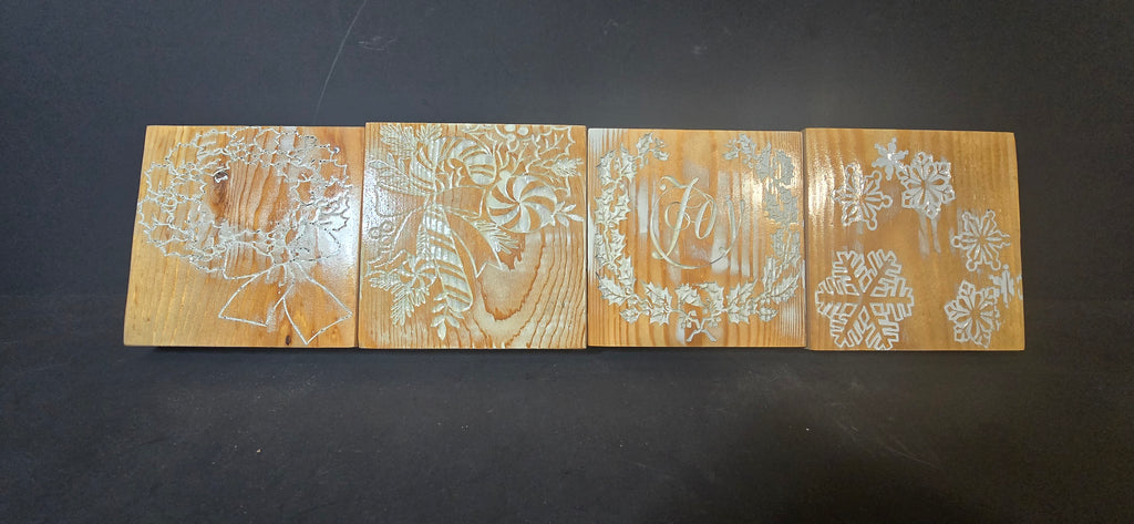 Christmas Reclaimed Wood Coaster Decor