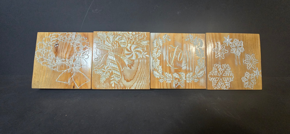 Christmas Reclaimed Wood Coaster Decor