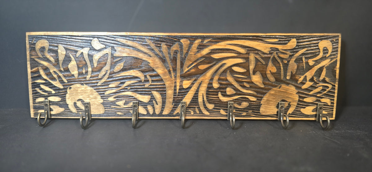 Rustic Floral Reclaimed Wood Key Holder